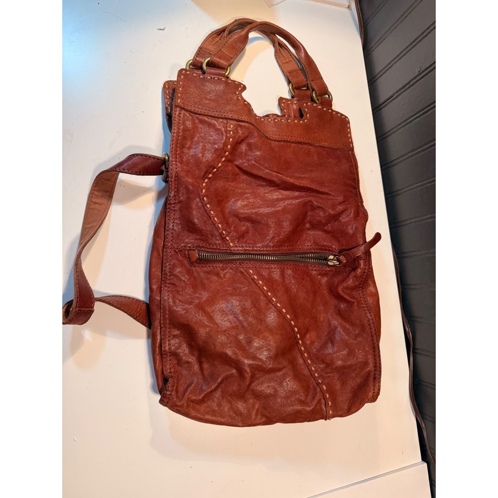 Lucky Abbey Road Crossbody Bag Fold Over Brown Italian Leather Vampire Diaries